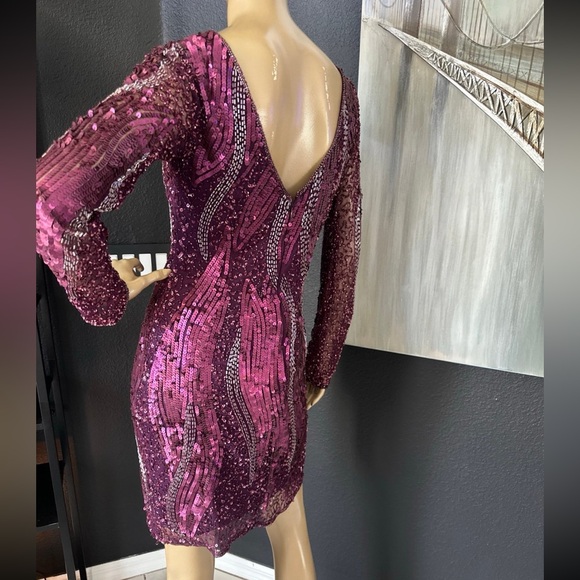 CACHE Cocktail Dress Purple Pink Sequined, Fully Lined, Size 6, NWT!! - Picture 4 of 14